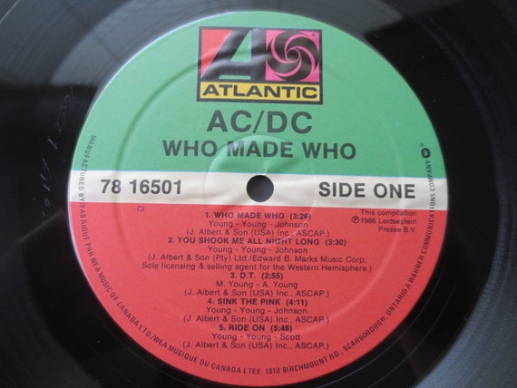 AC/DC - Who Made Who Vinyl Record - 1986 Rock LP - Etsy