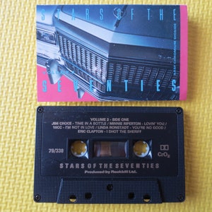Casete antiguo, ESTRELLAS de los AÑOS SETENTA, Volumen 2, Cinta de los 70, Música en casete de los 70, Casete de cinta, Casete de música, Casete pop, Casete de 1985