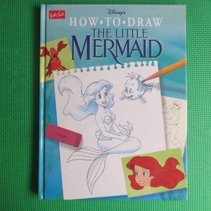 Vintage Book, Draw The LITTLE MERMAID, Little Mermaid Book, Drawing Little Mermaid, Disney Book, Walt Disney Book, How to Draw Book, Book