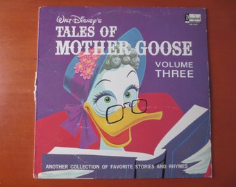 Vintage Records, MOTHER GOOSE, Tales of Mother Goose, DISNEYLAND Records, Childrens Record, Kids Record, Vinyl, Disney Records, 1963 Records