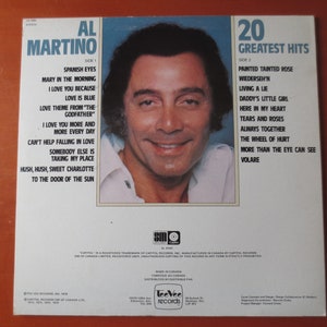 Vintage Records, AL MARTINO Record, 20 GREATEST Hits, Al Martino Album, Al Martino Vinyl, Al Martino Lp, Vinyl, Vinyl Albums, 1977 Records image 2