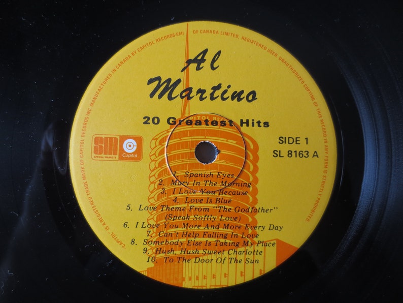 Vintage Records, AL MARTINO Record, 20 GREATEST Hits, Al Martino Album, Al Martino Vinyl, Al Martino Lp, Vinyl, Vinyl Albums, 1977 Records image 5