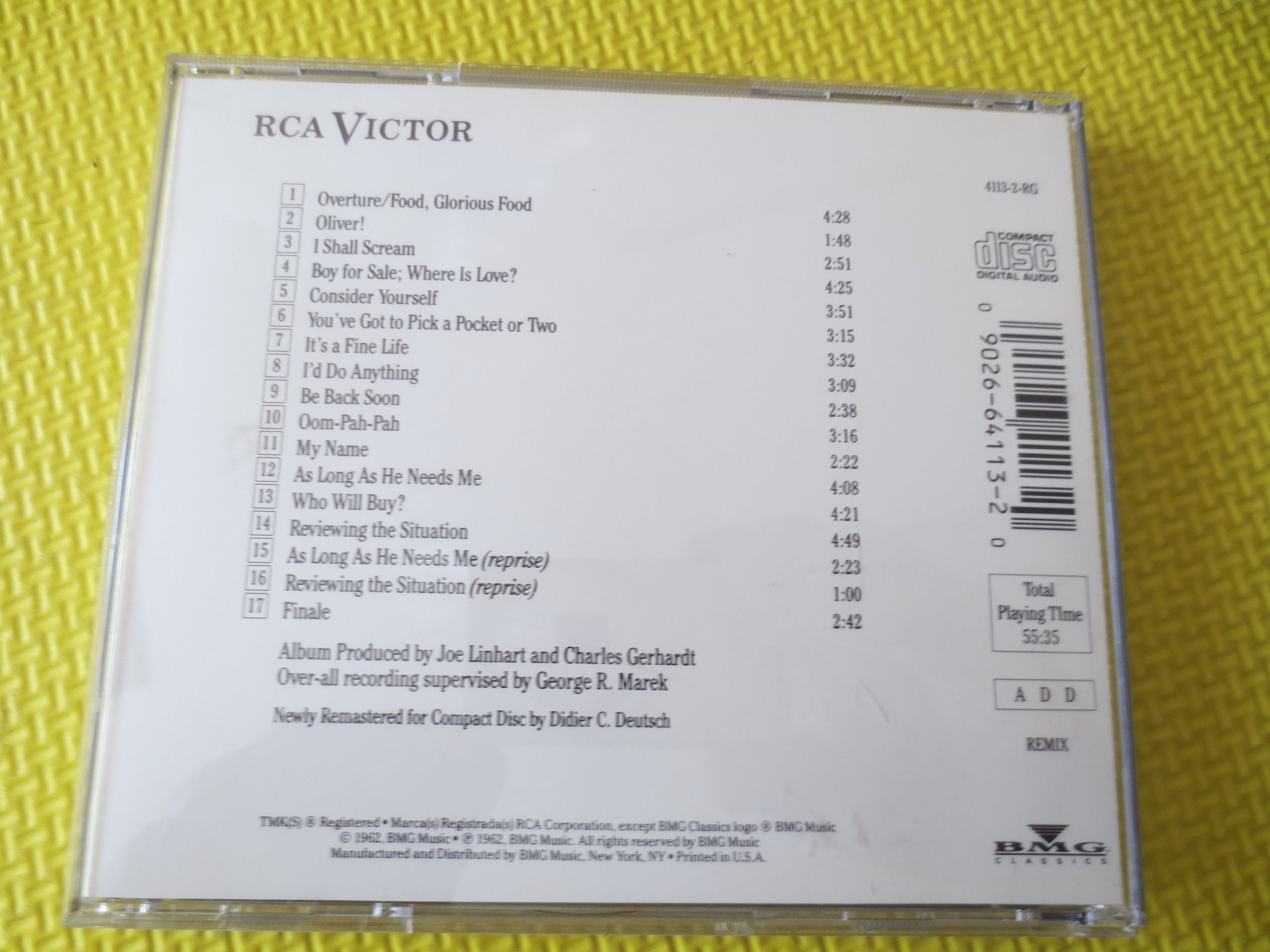 オリバー　CD Vintage Cds, OLIVER!, SOUNDTRACK Cd, OLIVER! Cd, Music Cds