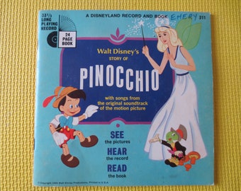 Disco vintage di Disneyland: LP di Pinocchio di Walt Disney, 1966