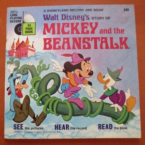 Disco da Disney, Mickey e o Pé de Feijão, Discos da Disneylândia, Álbum da Disney, Vinil da Disney, Disco Infantil, Vinil, Discos Vintage, Discos de 1970