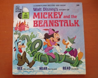 Vintage 1970 Mickey and the Beanstalk Disneyland Record with Book