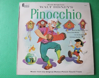 PINOCCHIO, Disneyland Records, Vintage Album, 1963 Record, Vinyl LP, 1963