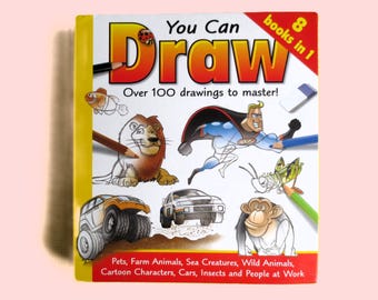You Can Draw Book, Learn Cartooning & Cars, Vintage Art Instruction