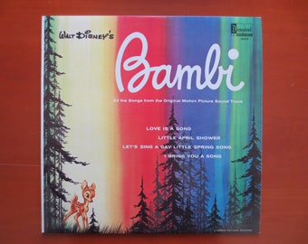 BAMBI, Disneyland Records, Vintage Album, 1963 Record, Vinyl Lp