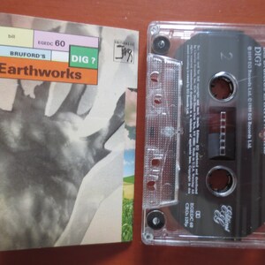 Vintage Cassette, BILL BRUFORD, Earthworks DIG?, Bill Bruford Lp, Tape Cassette, Jazz Cassette, Jazz Music Tape, Jazz Lp, 1989 Cassette