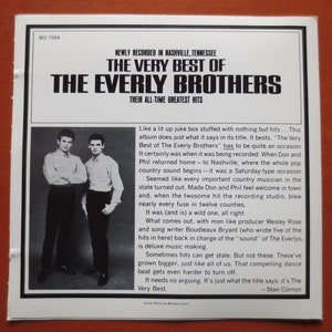 The EVERLY BROTHERS, The Very Bests, Classic Pop, 1985 Compact Disc, Vintage Cd image 2
