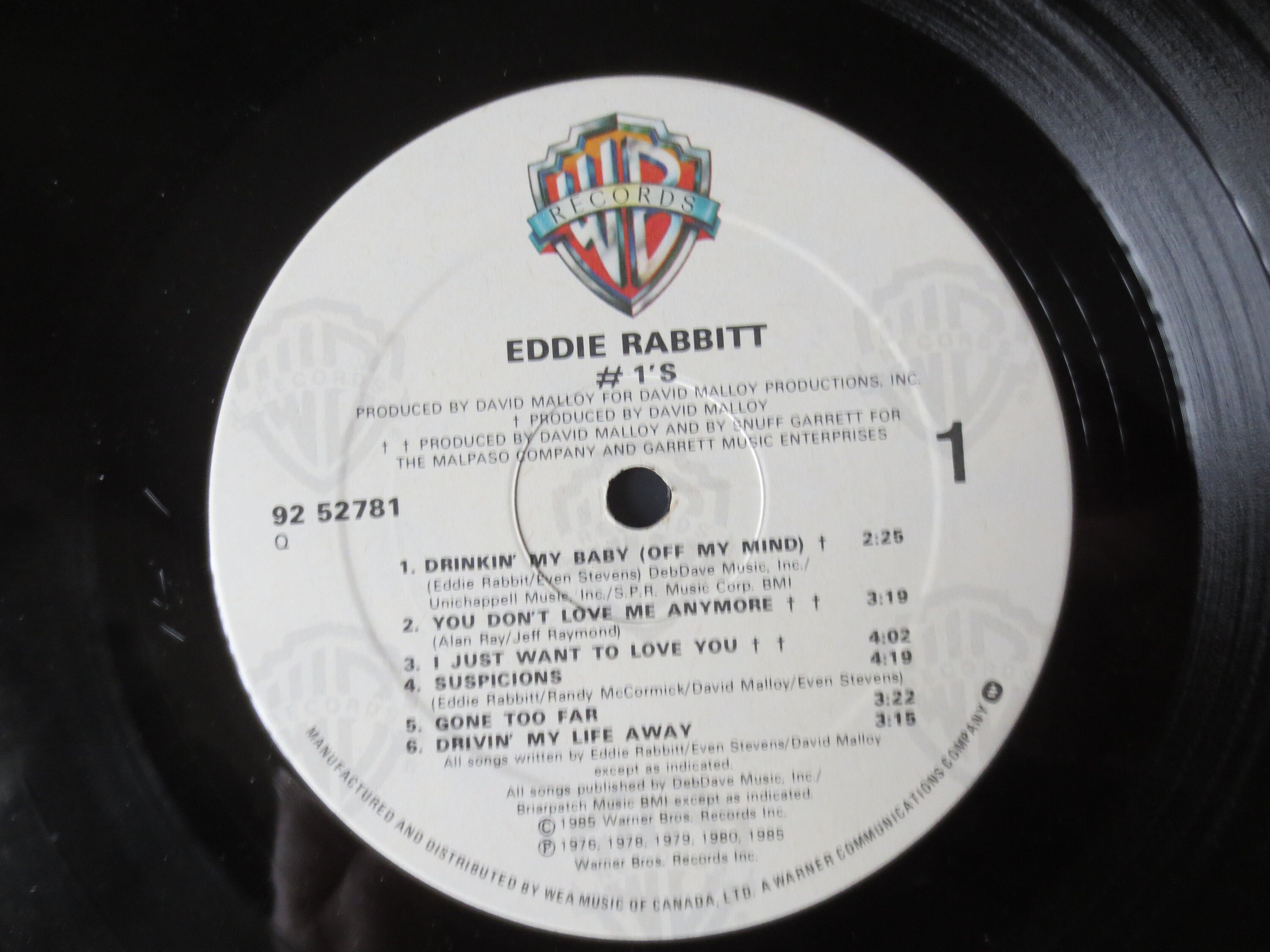 EDDIE RABBITT, #1's LP, Vintage Album, 1985 Record, Vinyl - Etsy