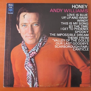 ANDY WILLIAMS, HONEY, Andy Williams Albums, Andy Williams Vinyl, Vintage Vinyl, Jazz Albums, Vinyl Lps, Lps, Vintage Records, 1968 Records