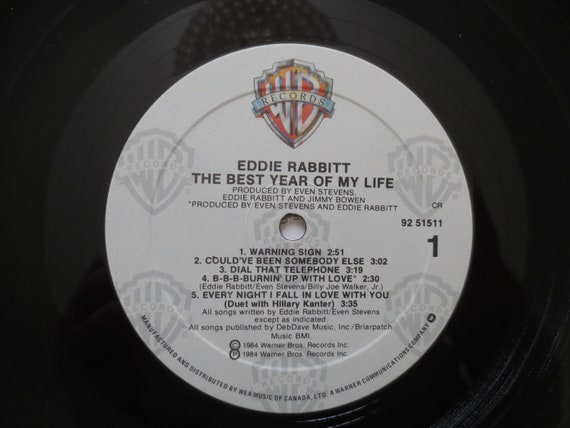 Vintage Eddie Rabbitt LP, the Best Year of My Life, 1984 Country