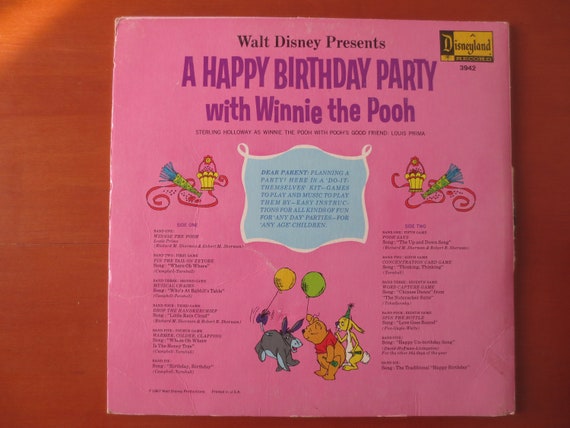 Vintage Winnie the Pooh Disneyland Record: 1967 Happy Birthday