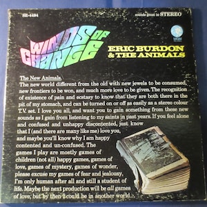 Vintage Records, The ANIMALS, WINDS of CHANGE, Rock Record, Vintage Vinyl, Record Vinyl, Records, Vinyl Record, Vinyl Album, 1967 Records