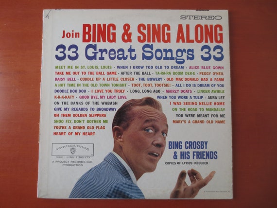 Bing Crosby 'join Bing and Sing Along' Vintage 1960 Vinyl Record - Etsy Bing Crosby 'join Bing and Sing Along' Vintage 1960 Vinyl Record - Etsy