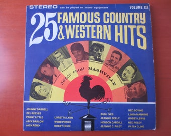 Vintage Country & Western Vinyl LP: 25 Famous Hits, 1964 Record