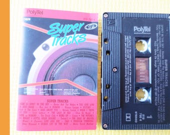 SUPER TRACKS, Rock Music, 1987 Cassette Tape, Vintage Cassette