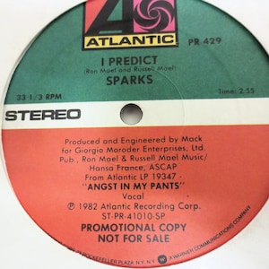 SPARKS, I Predict, Sparks Records, Sparks Albums, Sparks Lps, The Sparks Brothers, Rock Records, Lp, Vinyl Lp, Vintage Records, 1982 Records