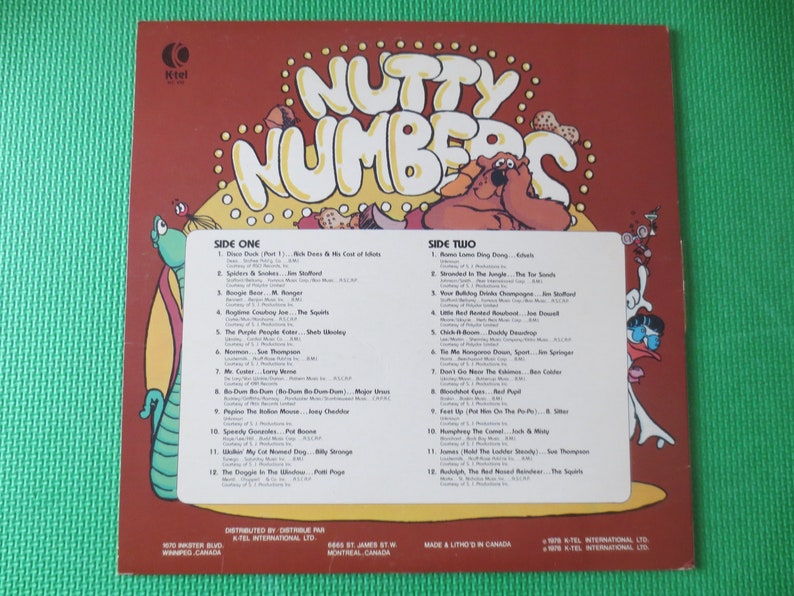 Nutty Numbers K-TEL Records: Nutty Numbers Vinyl LP - 1978 Vintage Album - Etsy