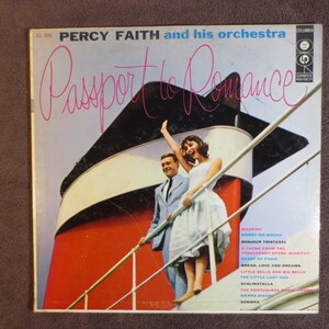 PERCY FAITH, Passport to ROMANCE, Percy Faith Records, Percy Faith Album, Percy Faith Vinyl, Percy Faith Lp, Vintage Records, 1956 Records