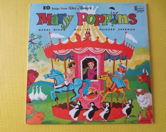 MARY POPPINS, DISNEYLAND, Vintage Album, 1964 Records, Vinyl Lp