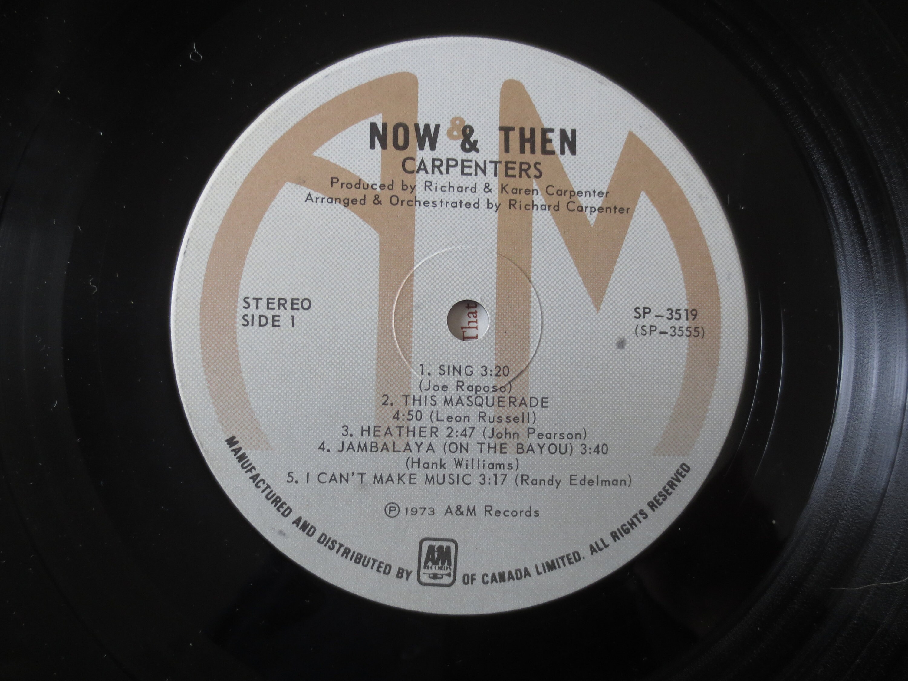 カーペンターズ、Now and Then、ヴィンテージアルバム、1973年レコード 