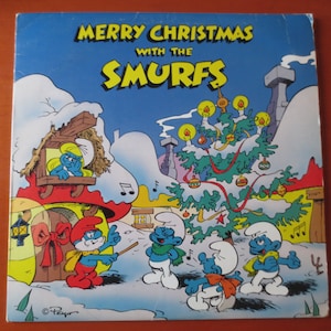 The SMURFS, MERRY CHRISTMAS, Childrens Records, Kids Lps, Vintage Vinyl, Christmas Records, Christmas Albums, Vintage Records, 1983 Records