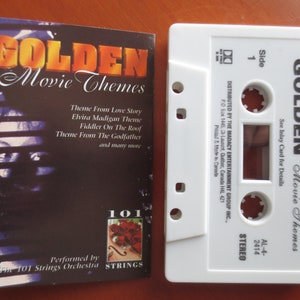 Vintage Cassette, GOLDEN MOVIE THEMES, Movie Music Tape, Movie Music Album, Movie Music, Tape Cassette, Soundtrack Cassette, 1996 Cassette