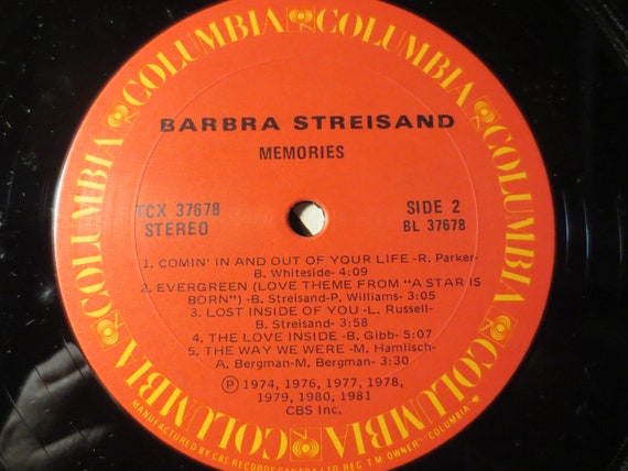 Vintage Barbra Streisand 'memories' Vinyl Record Album (1981) - Etsy