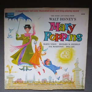 MARY POPPINS, DISNEYLAND Records, Disneyland Albums, Disney Records, Disneyland Vinyl, Disney Vinyl, Kids Lp, Vintage Records, 1964 Records