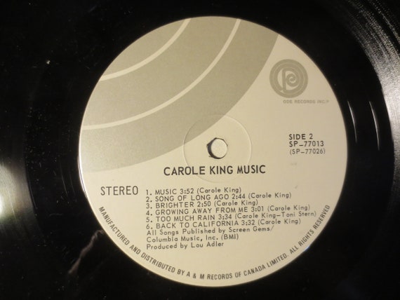 Vintage Records CAROLE KING MUSIC Carole King Records Carole
