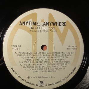 Disques vintage, RITA COOLIDGE, ANYTIME Anywhere, Rita Coolidge Record, Country Records, Rita Coolidge Album, Rita Coolidge Lp, 1977 disques image 6