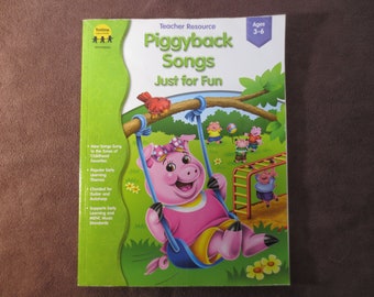 Children's SHEET MUSIC, PIGGYBACK Songs Book, Ages 3-6, Vintage Songbook