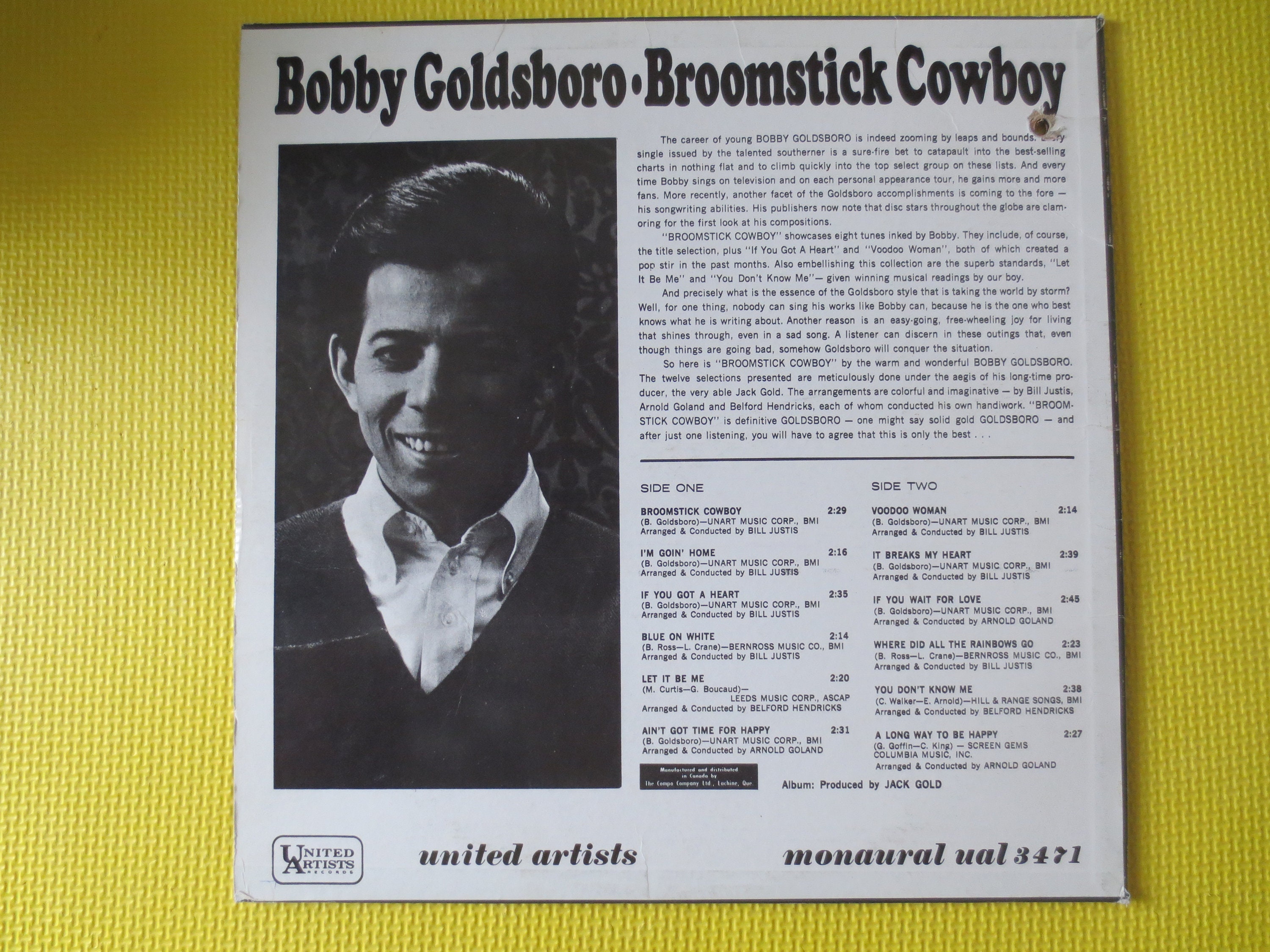 Vintage Records BOBBY GOLDSBORO BROOMSTICK Cowboy Vintage Etsy