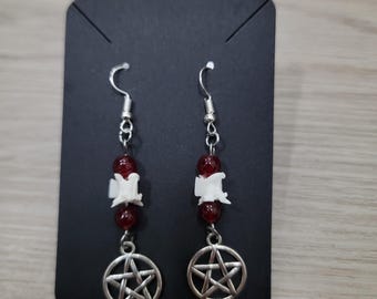 Röda Pentagram Kotor Hängande Örhängen