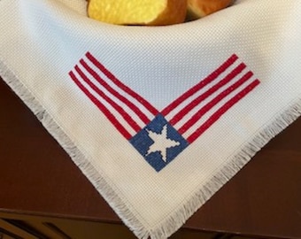 Bread Basket Liner - Stars and Stripes Forever - Cross Stitch - Bread Cover - Independence Day - USA Flag