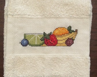 Toalha de Cozinha Ponto Cruz - FRUTAS, FRUTAS, FRUTAS - Decoração de Cozinha