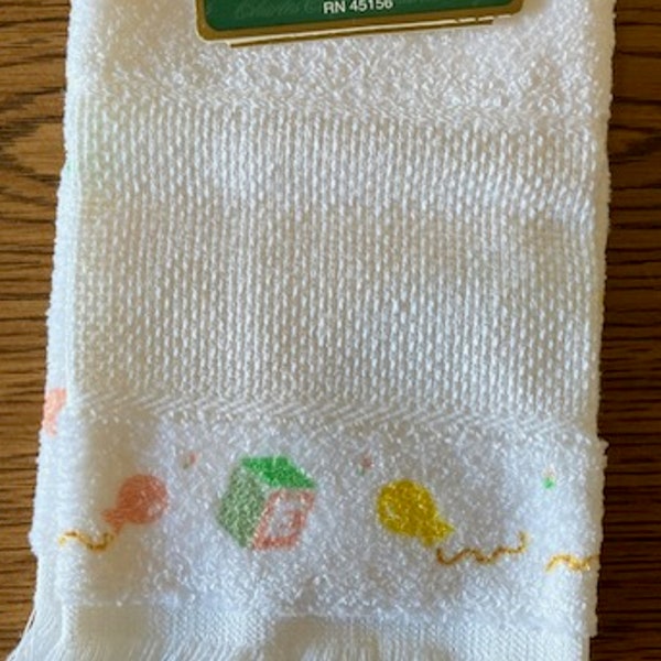 Charles Craft Velour Fingertip Stitchable Towel - Baby/Child Prints - Fringed Bottom