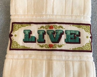 Bathroom Guest Towel - LIVE - Cross-Stitch