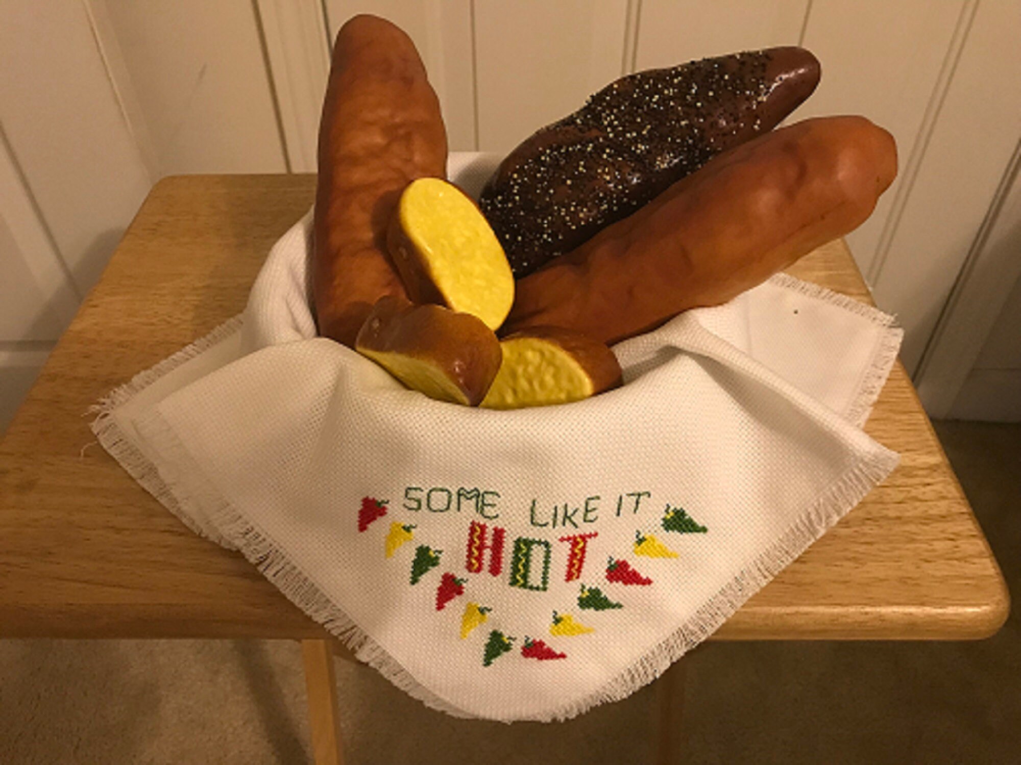 Bread Basket Liner - Some Like it Hot - Bread Cover - Cross-Stitch