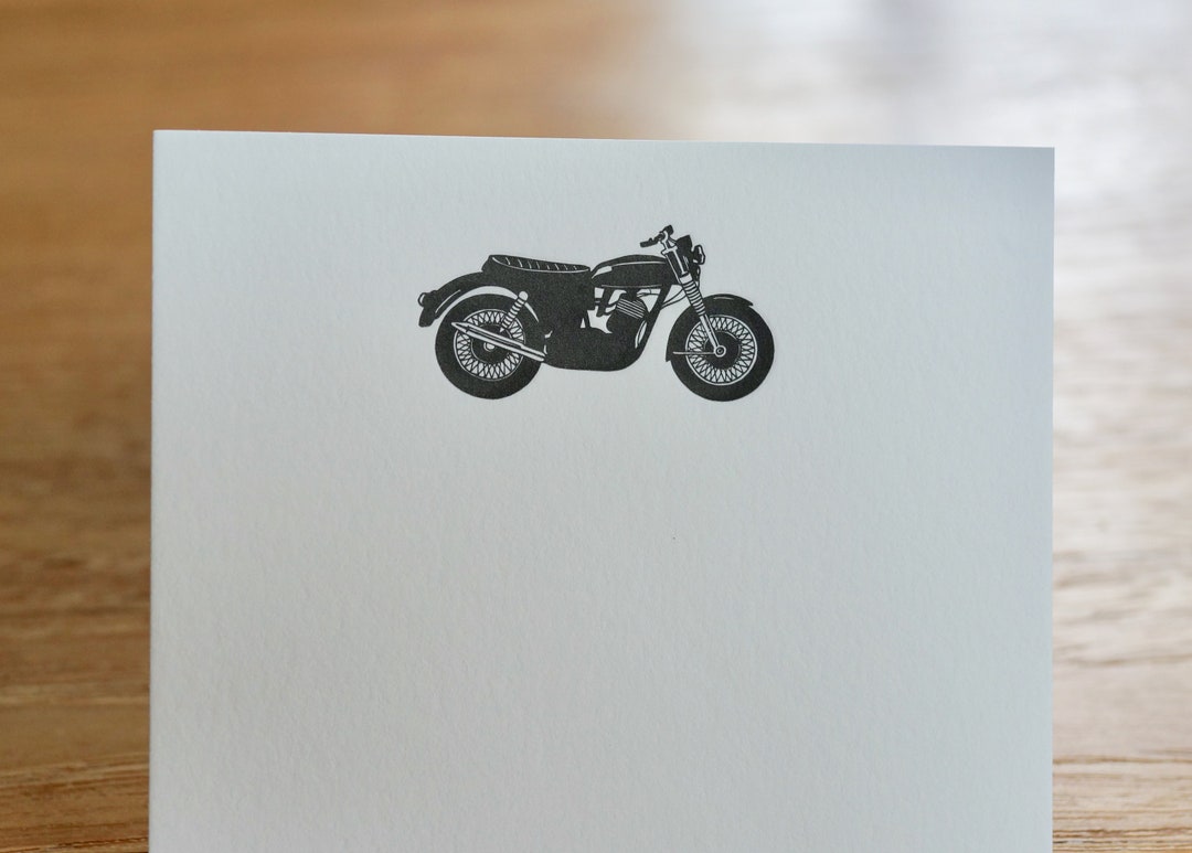 Motorcycle Letterpress Stationery Set - Etsy