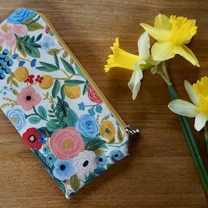 Blue Gardens Small Zipper Pouch - Pencil Case, Accessory Bag