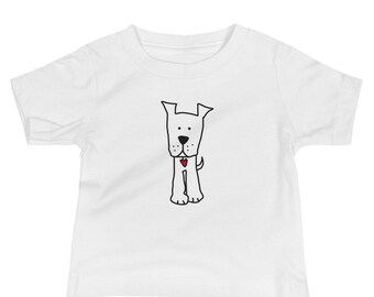 Cute Dog T-Shirt for Baby | T-Shirt with Cute Dog Design | Tee with Dog Drawing for Baby | Whimsical T-Shirt | Baby Gift