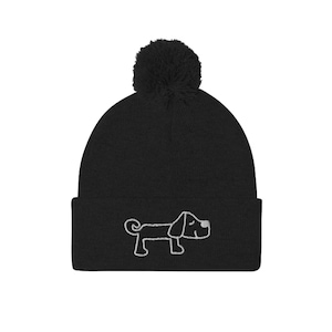 Whimsical Pom-Pom Dog Beanie / Cute Dog Beanie / Dog Beanie / Dog Doodle Beanie / Fun Dog Beanie / Dog Lovers Gift