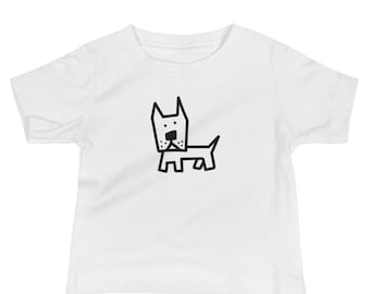 Cute Dog T-Shirt for Baby | T-Shirt with Cute Dog Design | Tee with Dog Drawing for Baby | Whimsical T-Shirt | Baby Gift