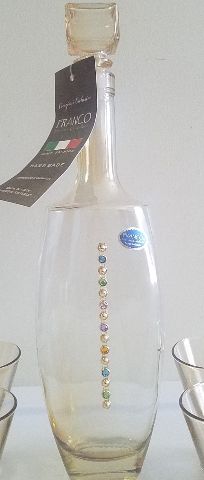 Liquor Decanter With Glasses Franco Vatreire E Cristallerie Italian