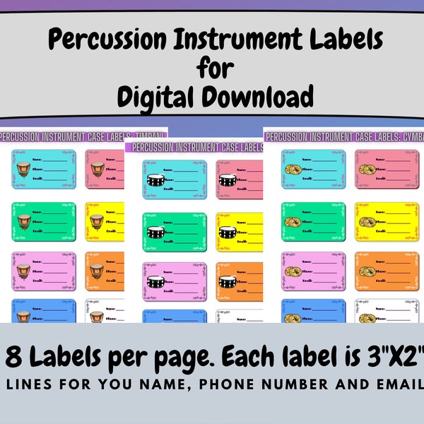 Percussion Instrument Case/Tag Labels