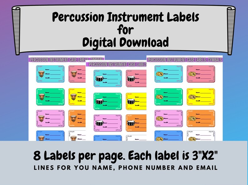 Custom Instrument Case Tags Percussion Instrument Case/tag Labels - Etsy